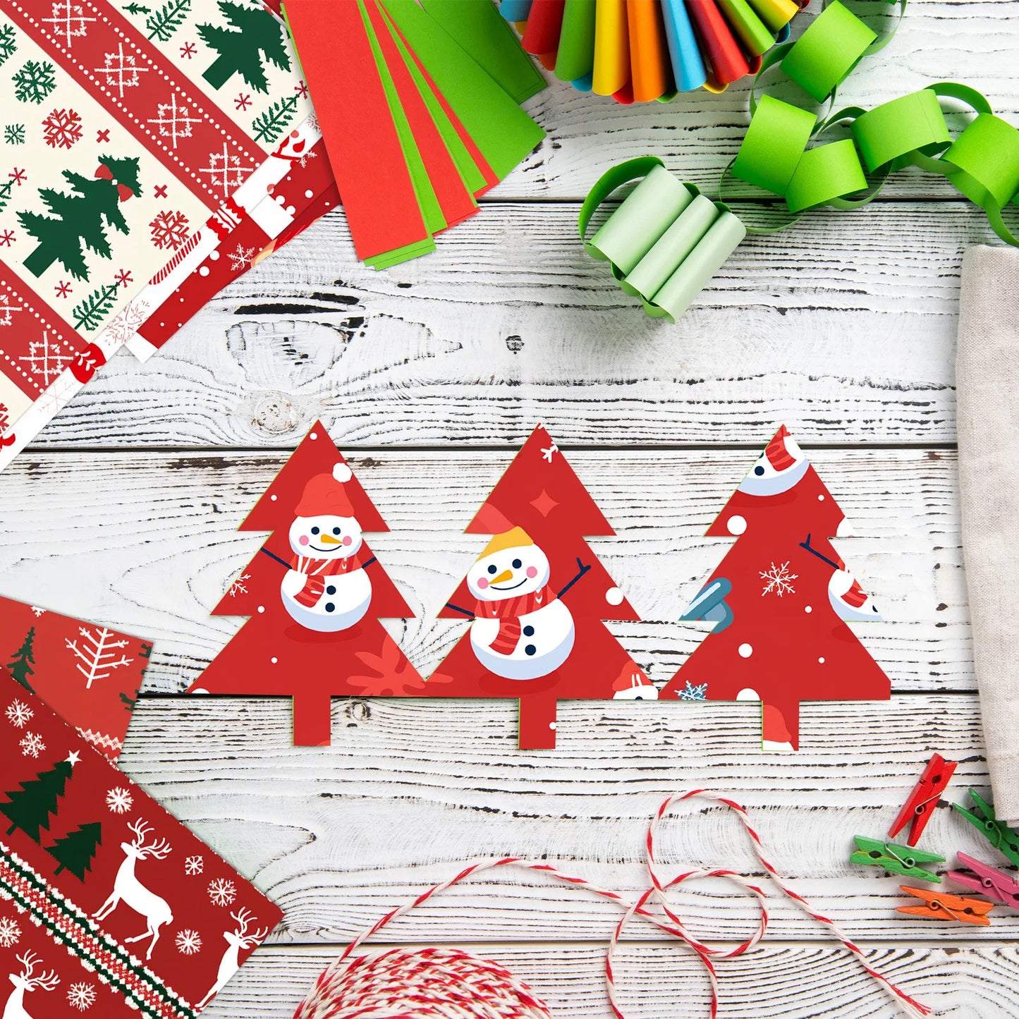 24Sheets Merry Christmas Scrapbook Paper Pad for Journaling DIY Arts,Craft Snowflake,Santa Pattern Christmas Gift Wrapping Paper