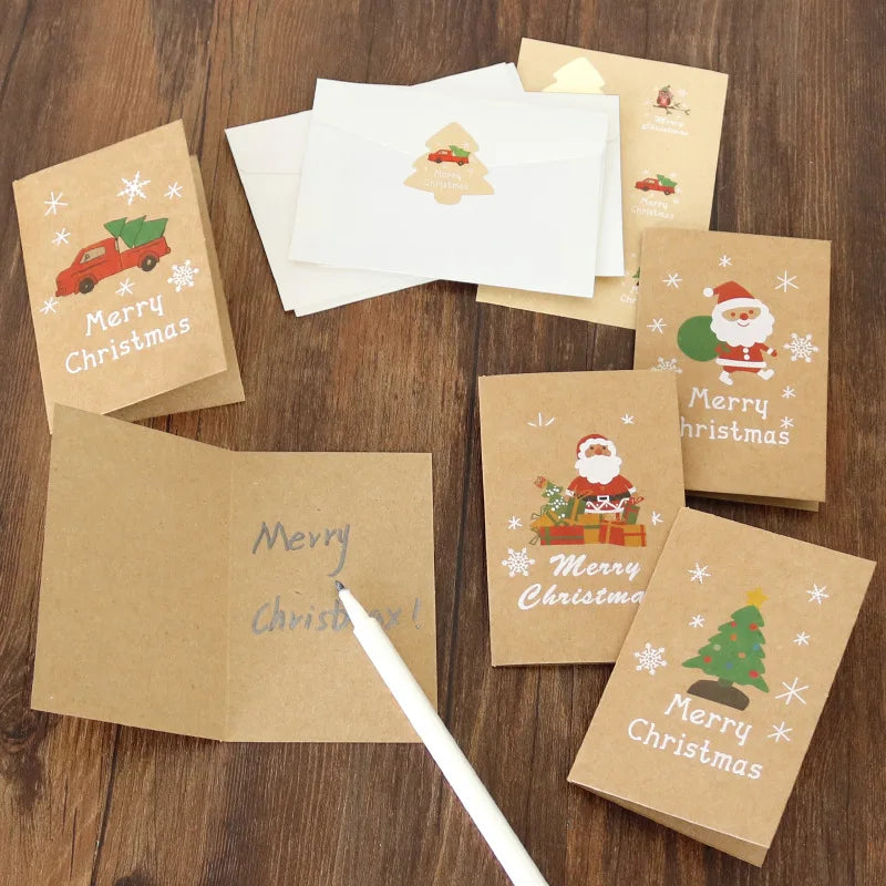 10.5x7.2cm Merry Chritmas Greeting Cards Envelope Xmas Gifts Card DIY Folding Paper Card Invitations Gifts Postcard New Year