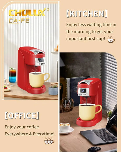 NEW Single Serve Coffee Maker, Red Single Cup Coffee Machine for K Cup & Ground Coffee, 5 to 12oz Brew Sizes in Mins for Home