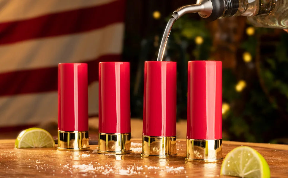 4PCS/Set 36ML Shot Glass Drinking Cup Creative High Quality Plastic Shotgun Bullet Shape Water Wine Glass Party Drinkware Gift