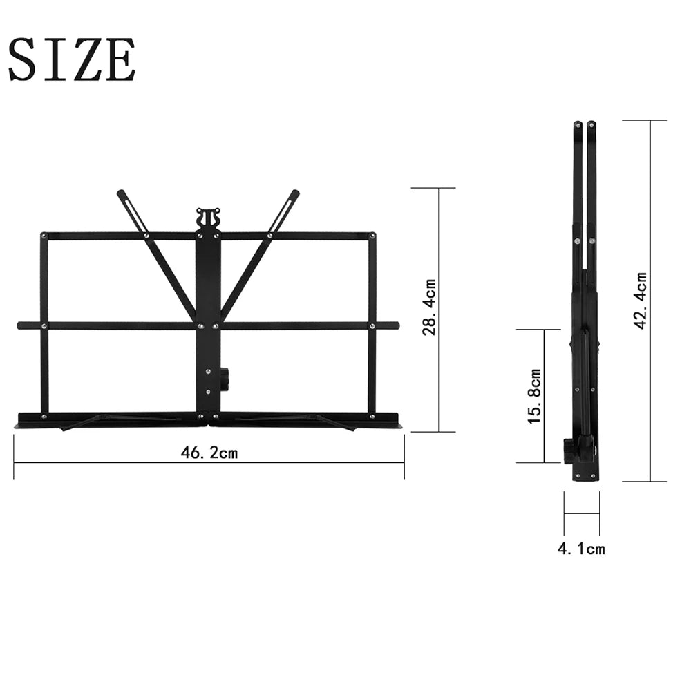 Foldable Music Sheet Tripod Stand Stainless Steel Desktop Music Stand Adjustable Holder with Bag Musical Instrument Accessories