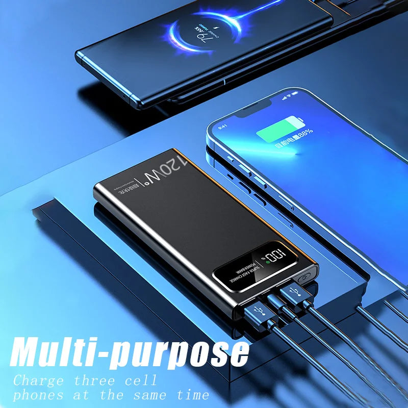 200000mAh 120W Power Bank Super Fast Charging Battery High Capacity Digital Display Power Bank For Iphone Samsung Huawei Xiaomi