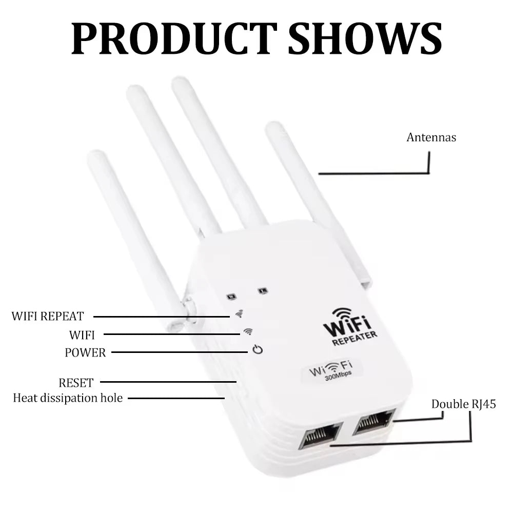 WiFi Repeater Wireless WIFI Extende WiFi Booster 2.4G/5G Dual-band 1200Mbps Network Amplifier Long Range Signal WiFi Router