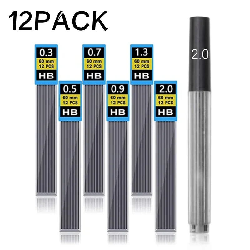 0.3 0.5 0.7 0.9 1.3 2.0mm Mechanical Pencil Lead HB Refill Leads for Press Automatic Pencil Painting Supplies Student Stationary