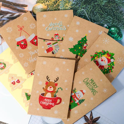 10.5x7.2cm Merry Chritmas Greeting Cards Envelope Xmas Gifts Card DIY Folding Paper Card Invitations Gifts Postcard New Year