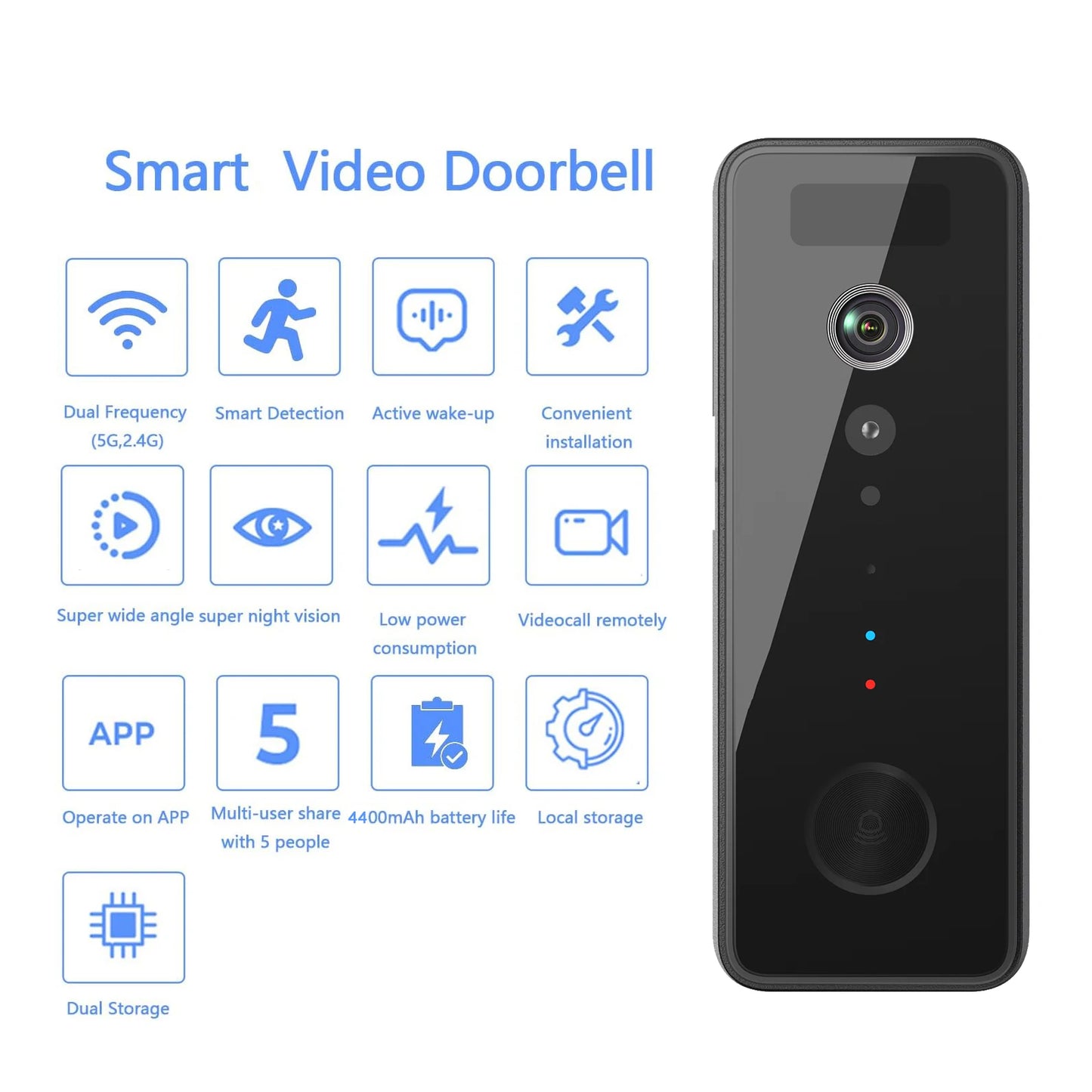 5G 2.4G 1080P WiFi Video Doorbell Dual Band Wireless Home Door Bell Tuya Smart Waterproof APP Remote Intercom Security Camera