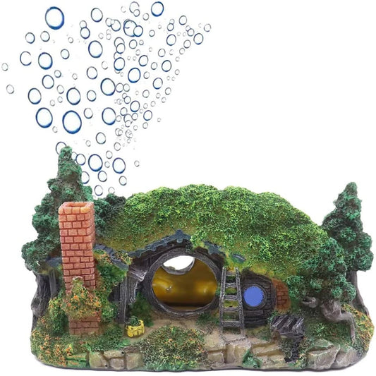 Aquarium Decoration Hobbit House Cave Fish Tank Ornament Cave Reptile Hole Shelter Ornament Rockery Landscaping Ornament