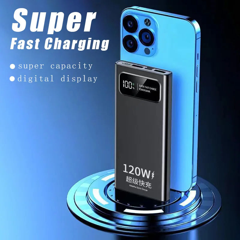 200000mAh 120W Power Bank Super Fast Charging Battery High Capacity Digital Display Power Bank For Iphone Samsung Huawei Xiaomi