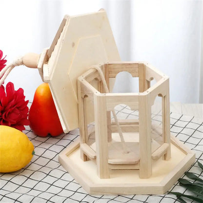 Bird Cage Feeder Wooden Pet Water Feed House Shape Transparent Pet Birdhouse Food Dispenser Food Container Durable Hanging