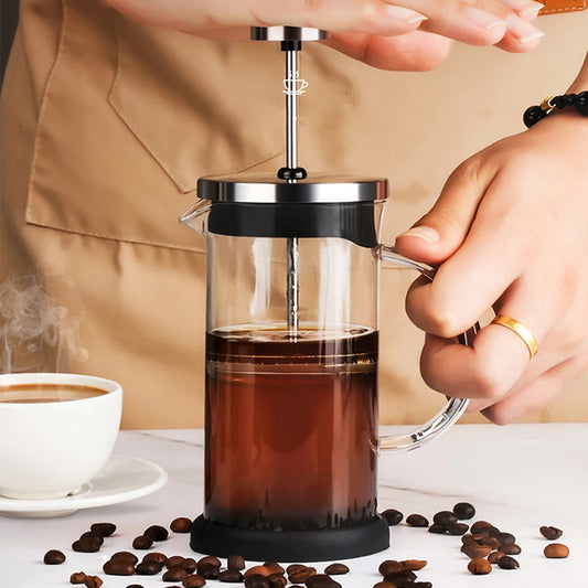 French Press Coffee Maker 600ml Multifunctional Hand Punch Coffee Pot Portable Piston Coffee Maker with Triple Filter