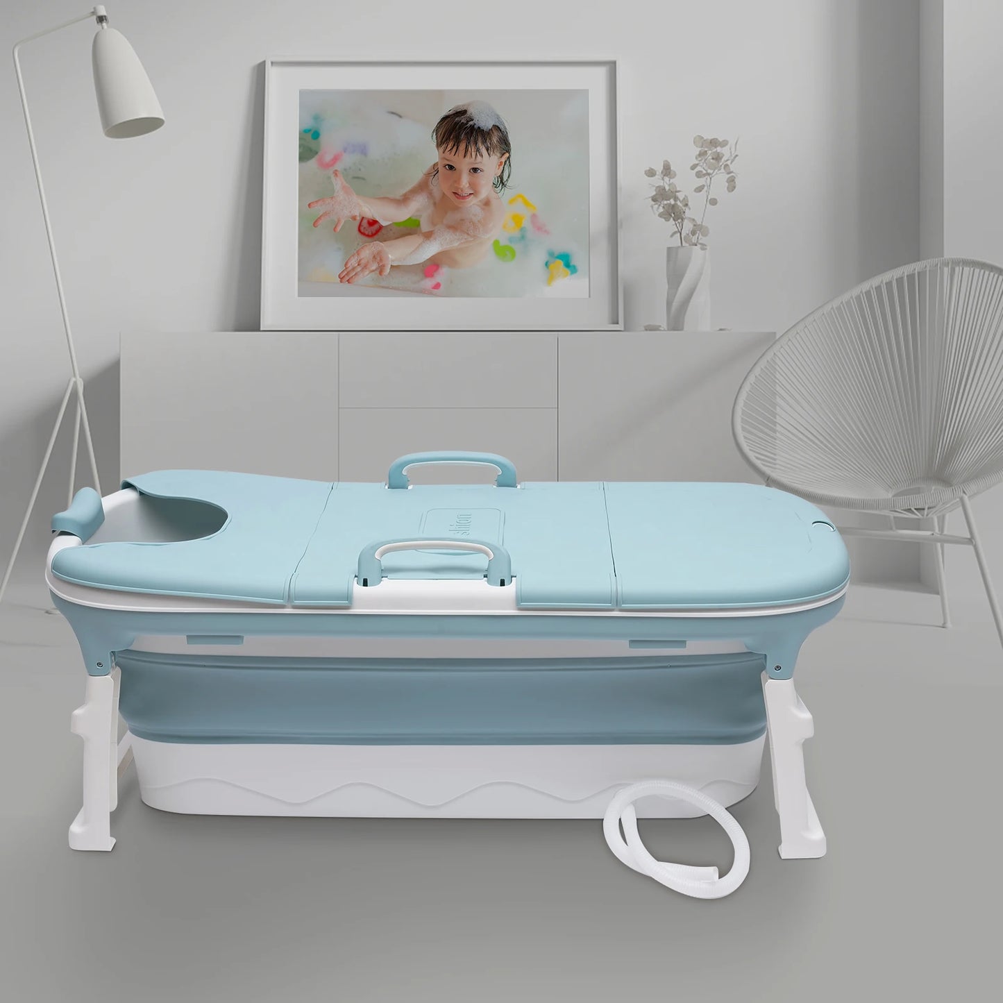 Portable Foldable Iatable BathTub Blue Bath Collapsible For Adults Large Tub Spa 138CM Home Application Massage Barrel