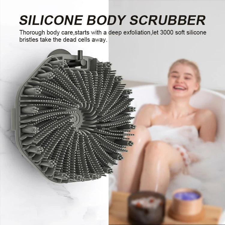 Soft Silicone Body Scrubber Bath Brush With Ergonomic Handle Portable Shower Massage Cleaning Exfoliating Home Tool