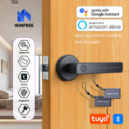 WINFREE Smart Lock Tuya Bluetooth Keyless Access Office Home Fingerprint Lock Voice Control Alexa Google Assistant