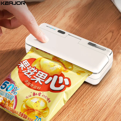 Mini Sealer 2in1 Plastic Bag Sealing Machine Portable Food Package Bags Sealer USB Rechargeable Handheld Plastic Bag Heat Sealer