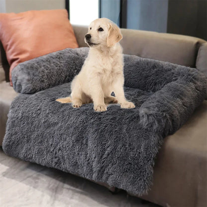 Pet Sofa Bed Removable Waterproof Upholstered Sofa Pet Long Plush Winter Warm Kennel Washable Soft Furniture Protector Mats