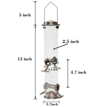 Durable Wild Bird Hanging Feeder Stainless Steel Bird Food Dispenser Container Tubular Anti-rust Outdoor Garden Decor Drop Ship