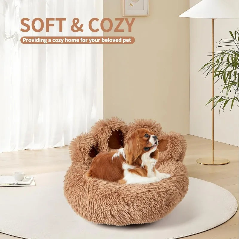 Calming Cat & Dog Bed, Anti-Anxiety Donut Pet Cozy Soft Round Cute Washable Bed for Large Sized Cat & Dog