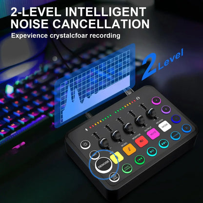 F11 Live Sound Card 5-Channel Mixer Streaming Sound Card Audio Mixer Professional Studio Recording Kit Podcast Accessories Parts