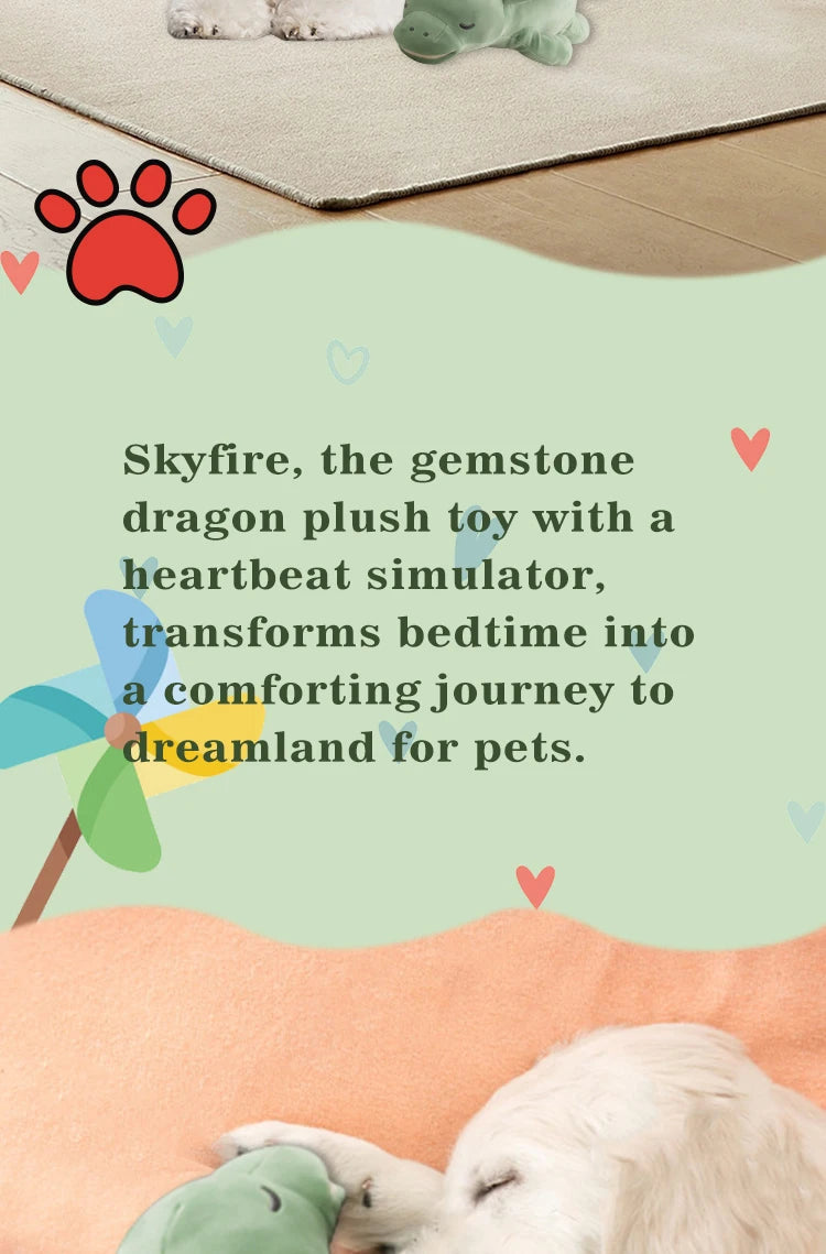 PETFULED Gem Flying Dragon Dog Heartbeat Toy,Puppy Separation stress Toy, Puppy Behavioral Training Aid for Dog Sleep Aid Plush