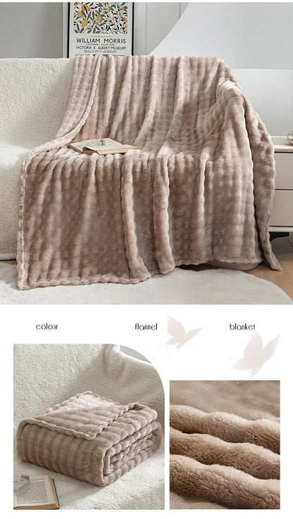 Summer High Weight Bubble Rabbit Flannel Blanket Air Conditioning Sofa Blanket Gift Casual Coral Velvet Small Blanket