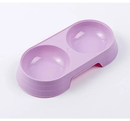 Dogs and Cats Feeding Double Bowl Macarons Plastic Feeding Bowl Double Bowl Pet B owl Drinking Water Feeding