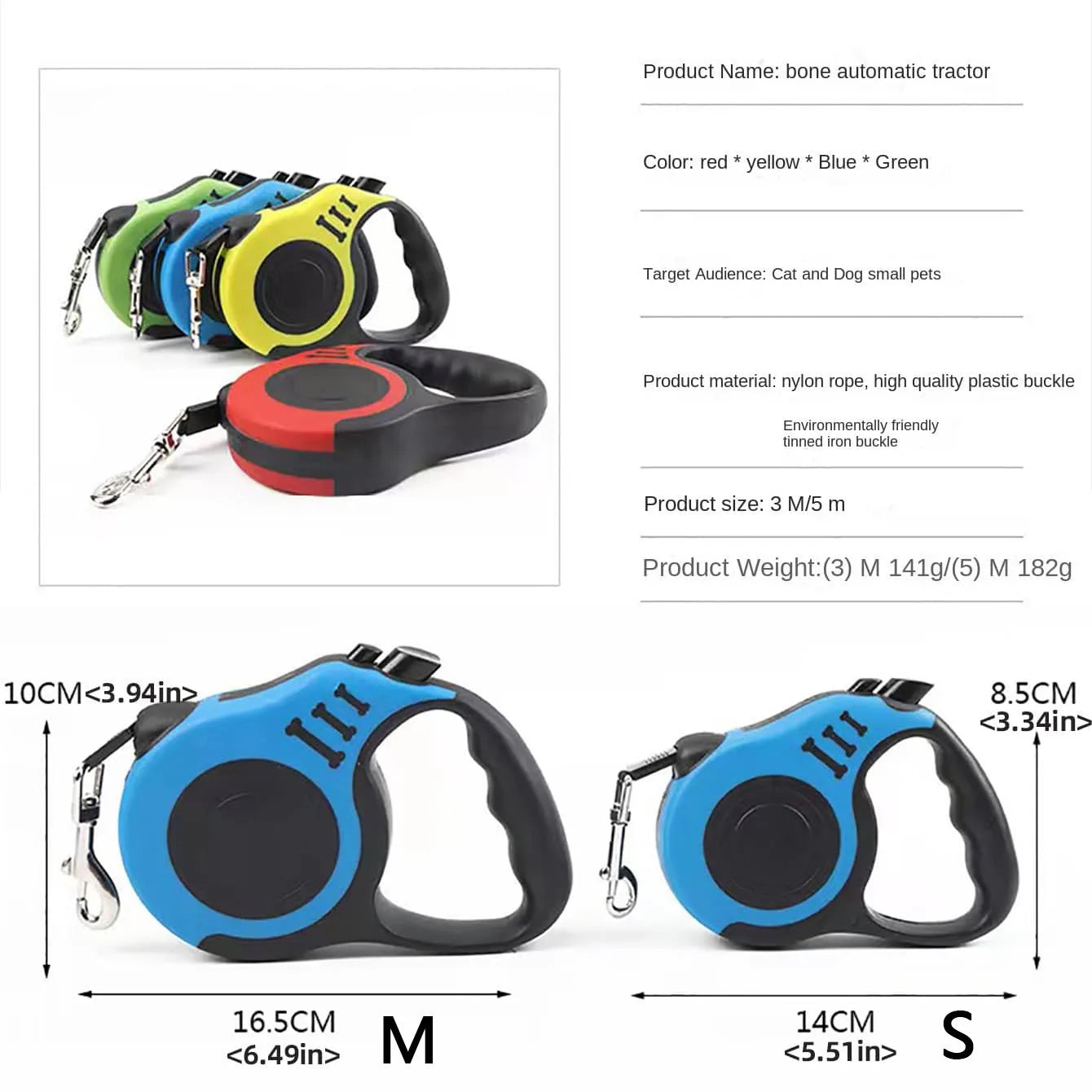 Durable Double Switch Retractable Pet Leash For Dogs - Easy Control And Comfortable Grip