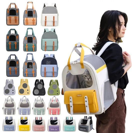 Portable Breathable Cat Bag Oxford Cloth Scratch Pet Bag Going Out Pet Backpack Folding