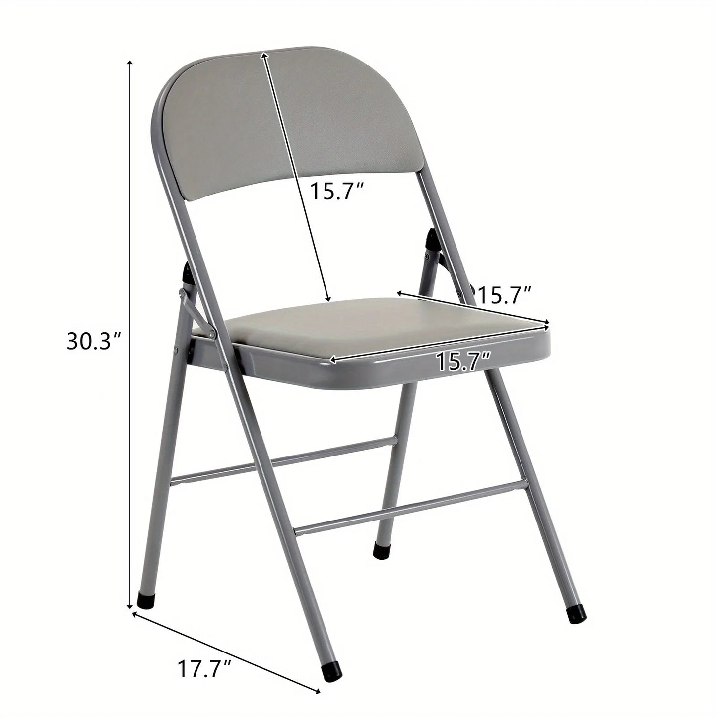 6 Pack Gray Folding Chairs with PU Upholstered Seat and Backrest for Home and Office, Commercial Steel Frame Upholstered Folding