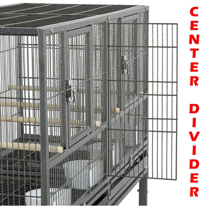 US 42" Stackable Divided Breeder Bird Rolling Cage Breeding Nest Doors Canaries Fin