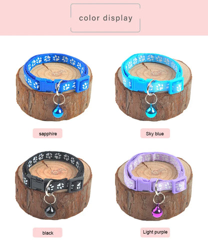 1pc Cute Bell Collar For Cats Dog Collar Teddy Bomei Dog Cartoon Funny Footprint Collars Pet Bell Collar Home Pet Supplies