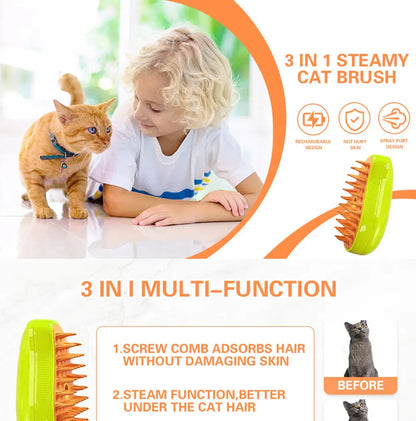 Cat Dog Steamy Brush Steam Comb USB Electric Sprayer for Massage Pet Grooming tool Shedding 3 in 1 Electric Sprays Massage Combs