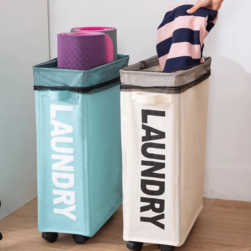 Foldable Laundry Basket Dirty Clothes Basket Clothes Organizer Yoga Storage Basket Home Assortment Box with Wheel Laundry Basket