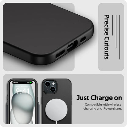 Luxury Matte Silicone Soft Case For iPhone 15 14 Plus 13 12 Mini 11 Pro XS Max X XR SE 2 3 7 8 Plus Ultra Thin Solid Black Cover