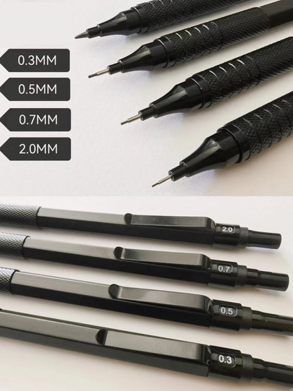 1Pc Mechanical Pencil 0.3/0.5/0.7/2.0mm Low Center of Gravity Metal Drawing Special Pencil Office School Writing Art Supplies