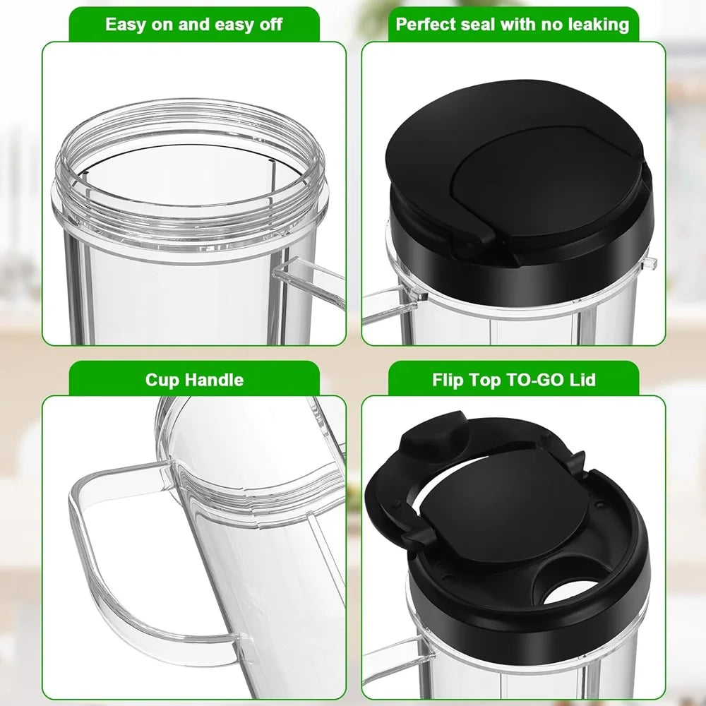 22 oz Tall Cup with Flip Top To-Go Lid Replacement Part for Magic Bullet 250W MB1001 Blenders