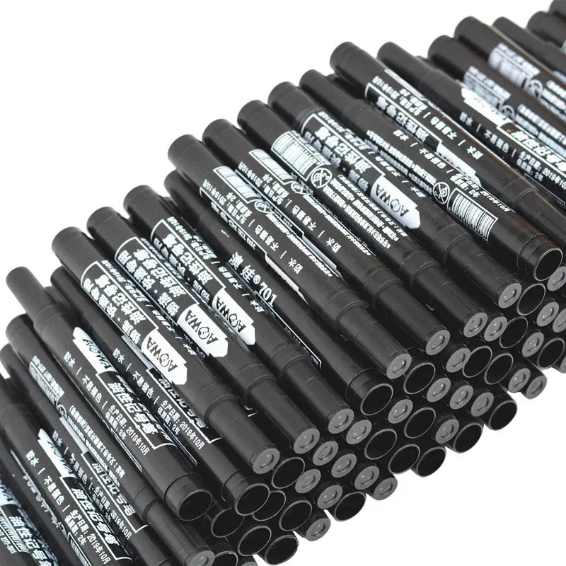 5pcs Permanent Paint Marker Pen Oily Waterproof Black Pen for Tyre Markers Quick Drying Signature Pen Stationery Supplies