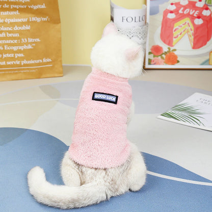 Soft Coral Fleece Pet Clothes Warm Dog Vest Coat Cute Puppy Sweater Cat Apparel For Chihuahua Yorkie Terrier Shih Tzu Pet Outfit