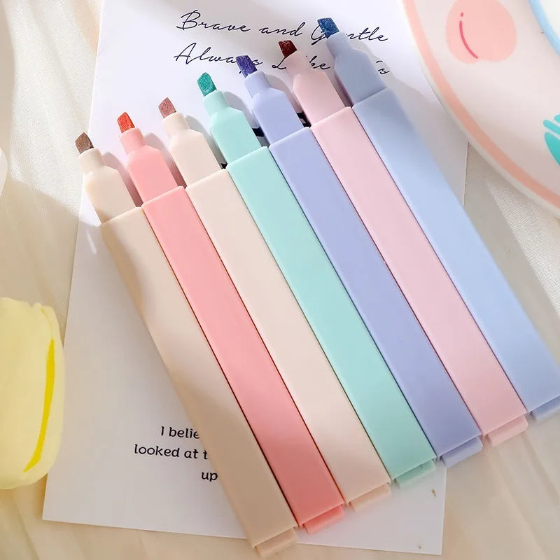 4/6/12 set Pastel Color Highlighter Kawaii Stationery Color Marker School Supply Student Marker Highlighter Japanese Stationery