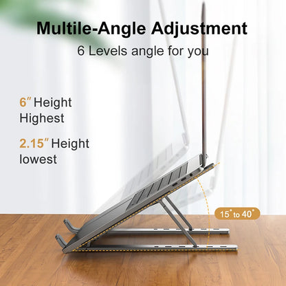 Aluminum Alloy Laptop Holder Stand Adjustable Foldable Portable for Notebook Computer Bracket Lifting Cooling Holder Non-slip