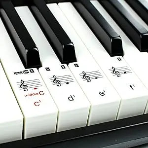 Compact 61 Key Keyboard with Sheet Music Stand, Power Supply, Piano Note Stickers & Simply Piano Lessons