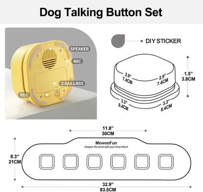 Mewoofun Dog Buttons Talking Dog Buttons Set Dog Training Speaking Buttons with Mat & Training Manual Stickers 4 Packs