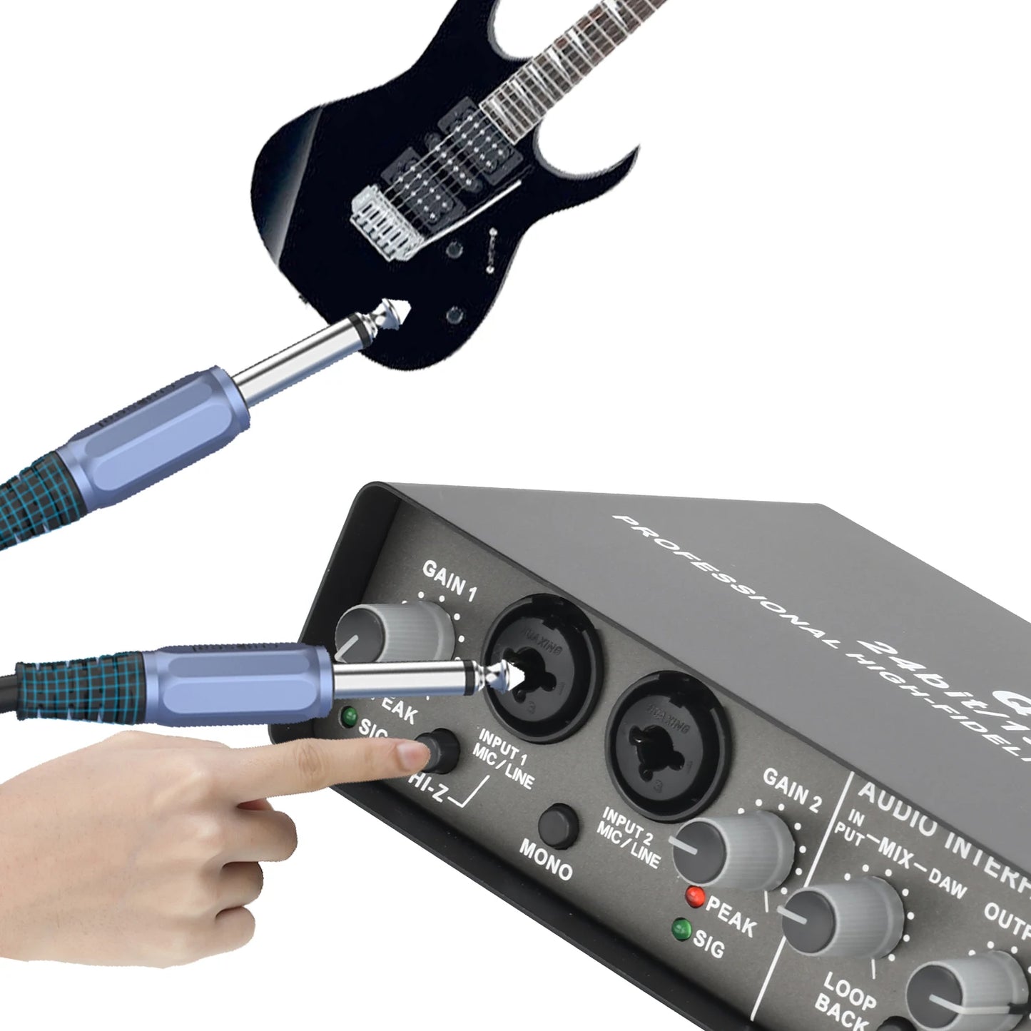 Go Professional Audio Interface Sound Card with Monitoring Electric Guitar Live Recording Audio Extractor For Studio Singing Q24