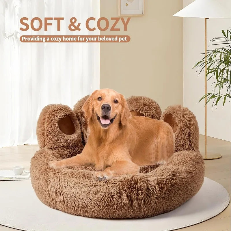 Calming Cat & Dog Bed, Anti-Anxiety Donut Pet Cozy Soft Round Cute Washable Bed for Large Sized Cat & Dog