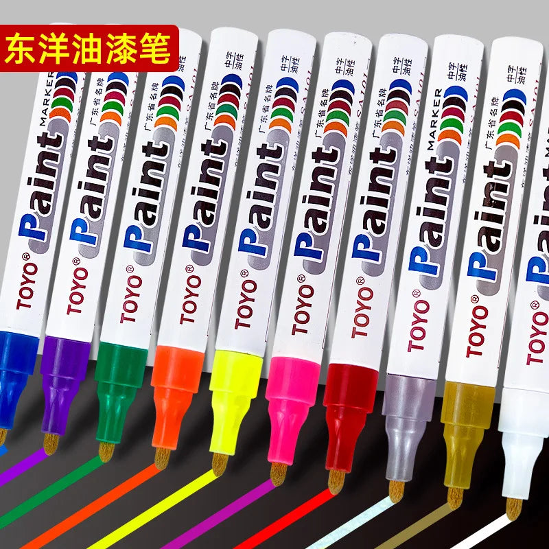 1Pcs Waterproof Cars Wheel Tire Oily Mark Pen Auto Rubber Tyre Colorful Permanent Paint Pen Graffiti Touch Up Paint Marker Pen