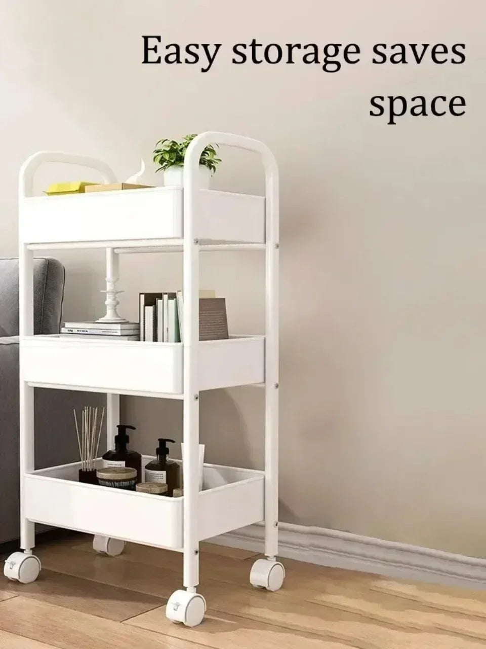 Hot Household Multi-layer Small Cart Storage Rack Floor To Floor Kitchen Bedroom Bathroom Storage Rack Storage Rack With Wheels