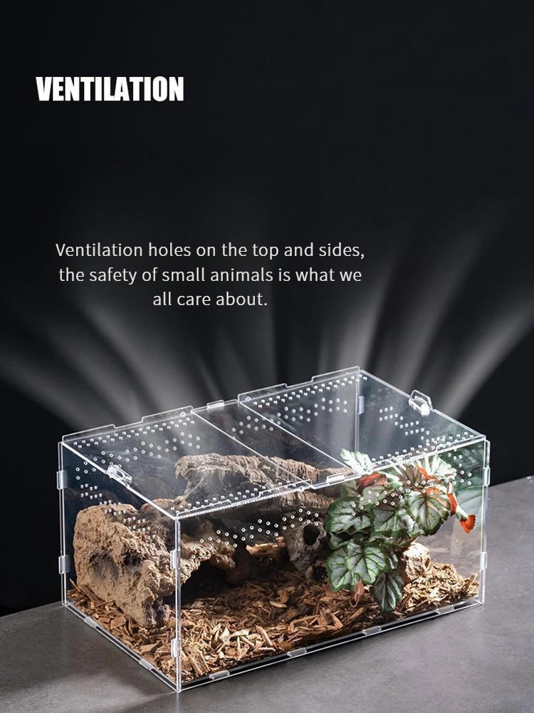 Home & Garden Pet Product Insect supplies boxes reptile product Hermit Crab Gecko Feeding Tank Assembled Acrylic Transparent Box