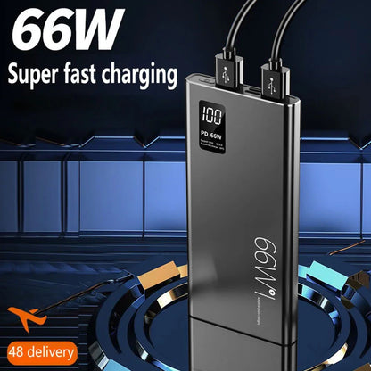 66W 20000mAh Fast Charger Power Bank Portable Battery Charger USB Two-way Quick Charging for iPhone Xiaomi Huawei Samsung