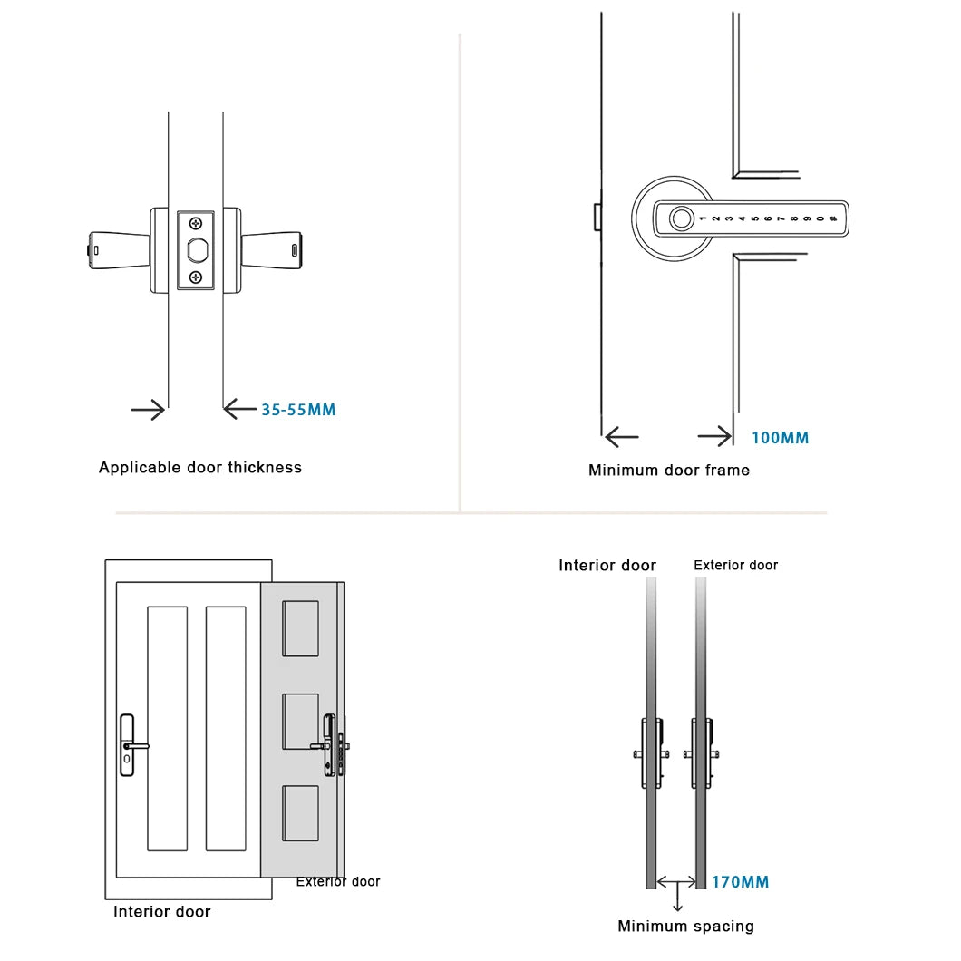 WINFREE Smart Lock Tuya Bluetooth Keyless Access Office Home Fingerprint Lock Voice Control Alexa Google Assistant