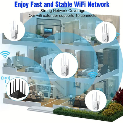 WiFi Repeater Wireless WIFI Extende WiFi Booster 2.4G/5G Dual-band 1200Mbps Network Amplifier Long Range Signal WiFi Router