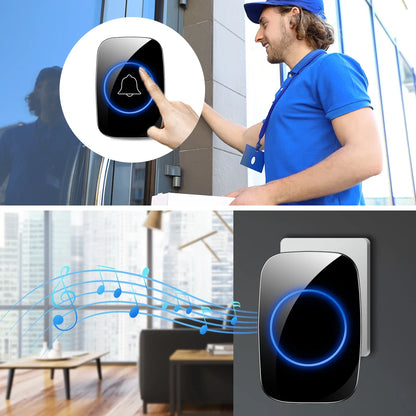 New Home Welcome Doorbell  Intelligent Wireless Doorbell Waterproof 150M Remote EU AU UK US Plug smart Door Bell Chime